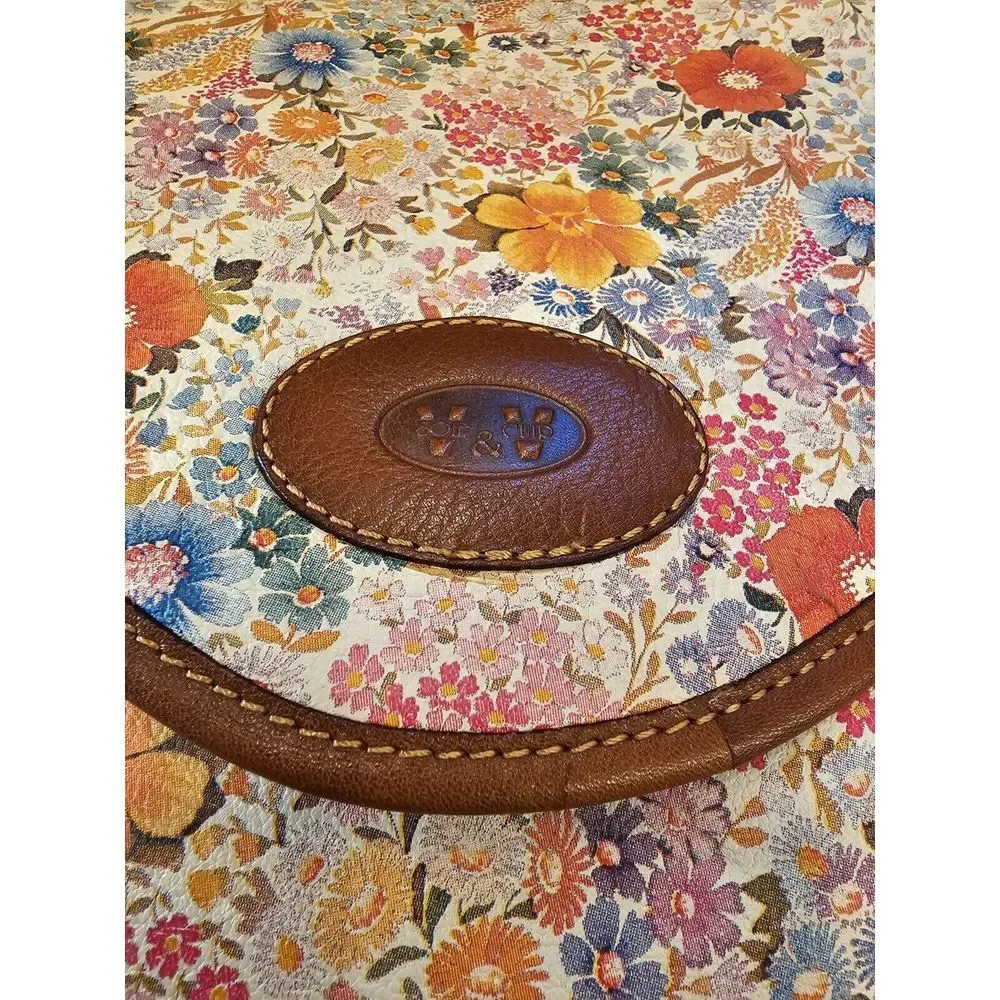 Soie & Cuir‎ Made In Italy V&V Clutch Handbag Beautiful Leather Accents Floral